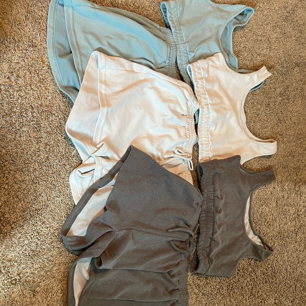 Set of three shorts and tube tank top sets